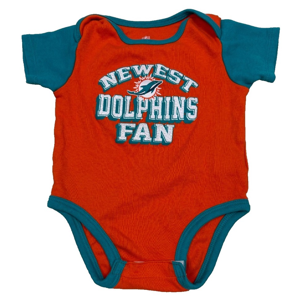 NFL Team Apparel Miami Dolphins Infant Baby One Piece Orange 12 Mos Newest Fan